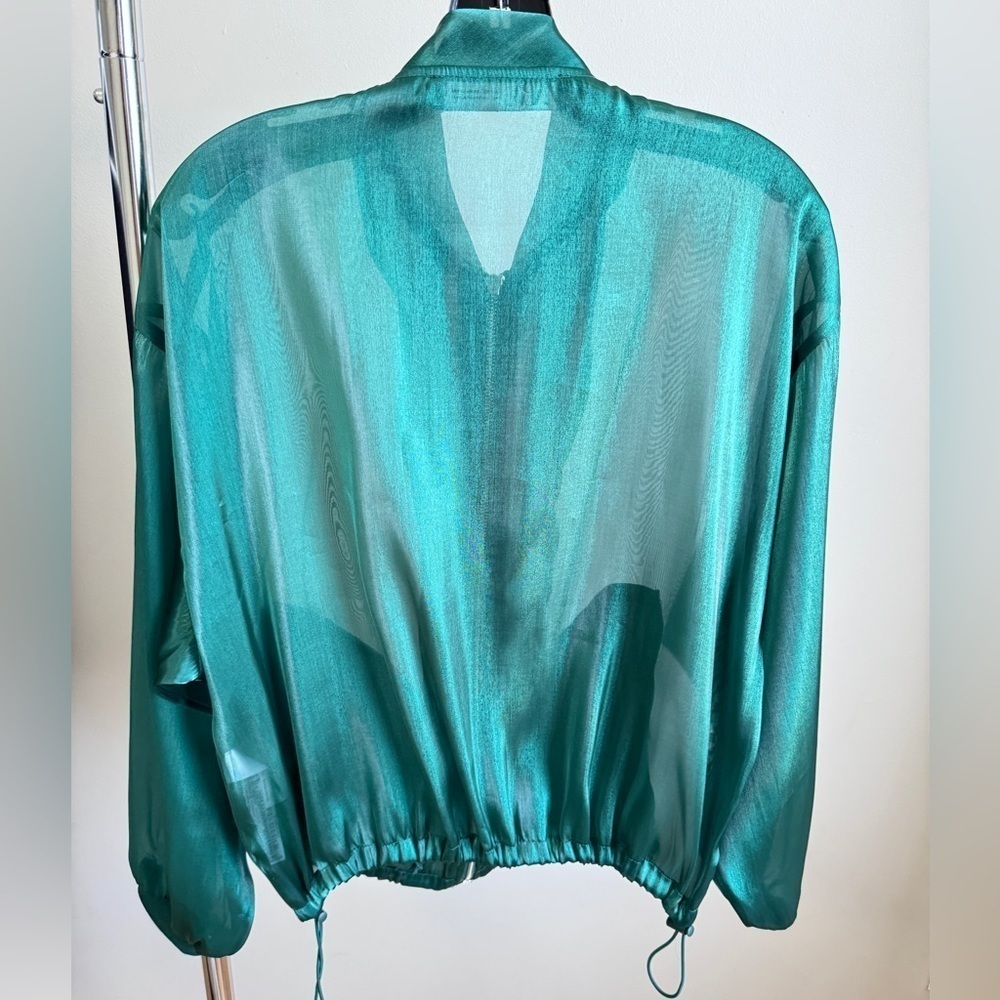 ZARA Green Sheer Zipper Jacket in XS - Picture 3 of 10